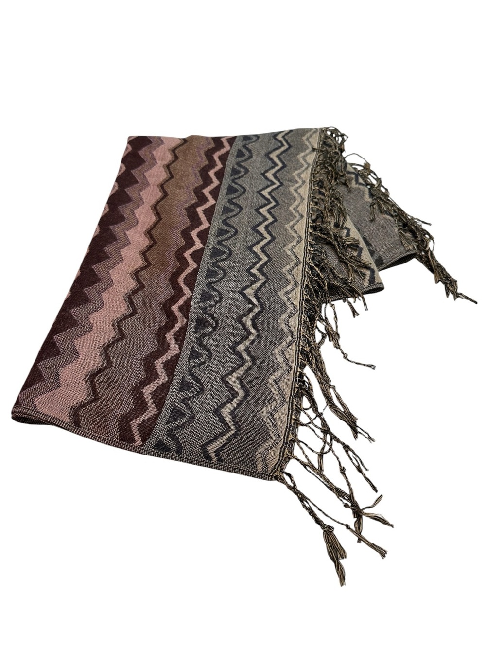 Pashmina Style Chevron Scarf Wrap – Mauve Gray Black – New With Tags
